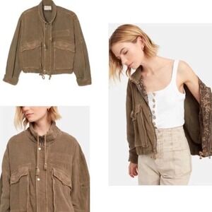 Free People Eyes On You Surplus Jacket Olive Green Size XS